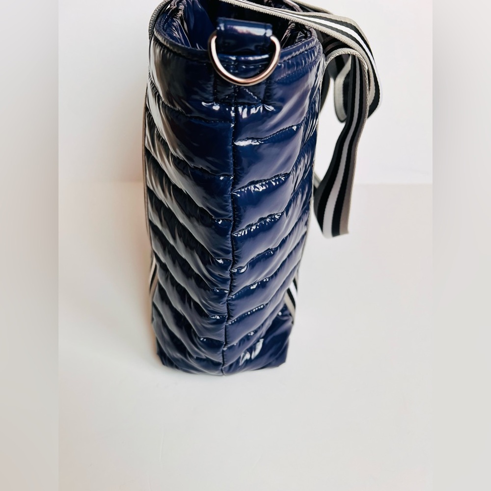 Think Royln Patent Wingman Puffer Tote Large Cobalt Blue Travel Shoulder Bag - Picture 7 of 16